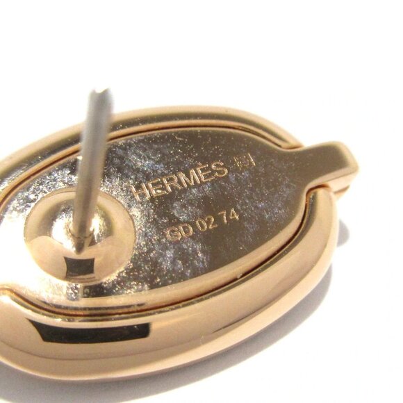 Auth HERMES Mini Mayon - Rose Gold Gray-Beige Hardware None Earrings - Picture 2 of 7